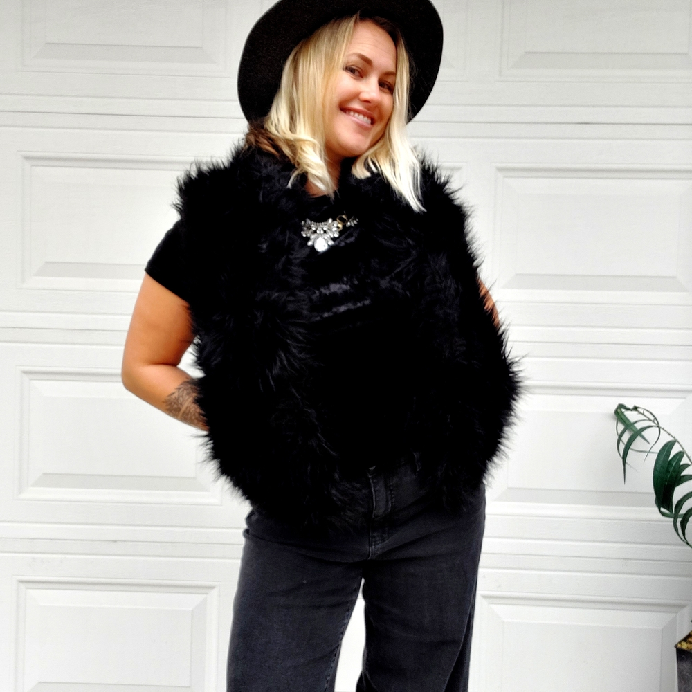 Ci Sono Black Faux Fur Vest